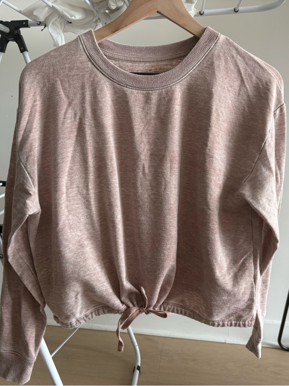 Splendid Dusty Rose Tie-Front Crewneck Sweatshirt
